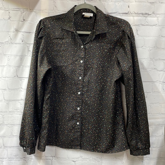Levi's Tops - Levi Strauss & Co. vintage puff sleeve cuff multi colored dots blou…